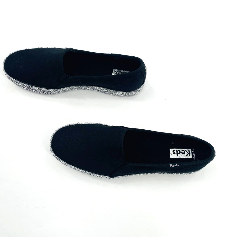 Keds Women's Black Slip-On Shoes with Silver Glitter Sole - Picture 3 of 10